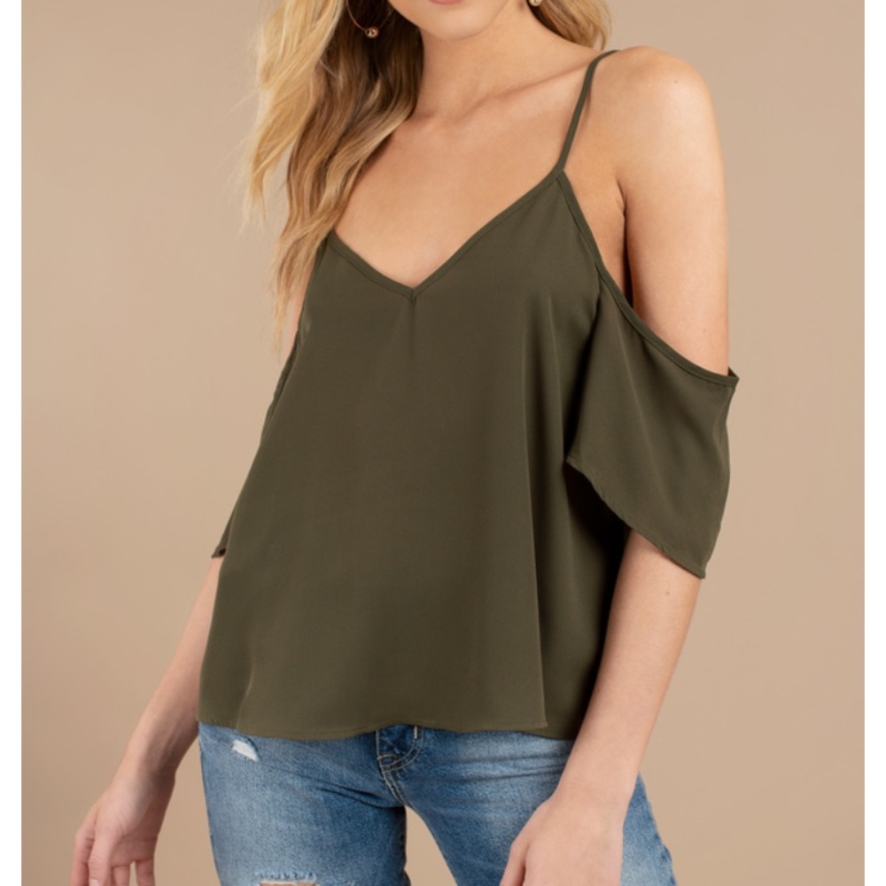 Open Shoulder Blouse - Olive